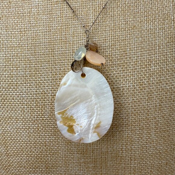 J. Jill 925 Italy Shell Pendant Necklace W/ Gemstone Accents On Sterling Silver - Picture 5 of 13